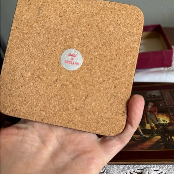 Vtg English Life Satin Finish Cork back Coasters set of 6 - Picture 4 of 4